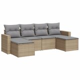  The Living Store Vrtna sedežna garnitura 6-delna z blazinami bež poli ratan - Vrtna Sedežna Garniture, (21449650) | Shoptok.si