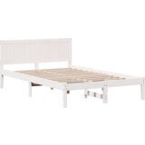 vidaXL Posteljni okvir iz borovega lesa Beli Trden borov les 120 x 200 cm | Shoptok.si