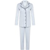 Trendyol Blue Striped Piping Detailed Knitted Pajamas Set | shoptok.hr