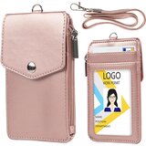 INF Držalo za značko iz PU usnja, držalo za osebno izkaznico z zadrgo PinkGold, (21755507) | Shoptok.si