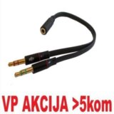 Gembird 3.5mm headphone mic audio Y splitter cable female to 2x3.5mm male adapter (95) CCA-418A Cene