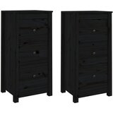 Maison Chic Komoda - Predalnik 2 kosa črna 40x35x80 cm trdna borovina, (21722323) | Shoptok.si