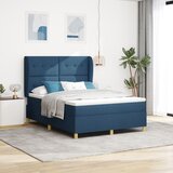 vidaXL Postelja s podlogo s vzmetnico - Modra, 160x200 cm, Tkanina, (22052340) | Shoptok.si