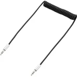 JACK audio priključni kabel [1x JACK utikač 3.5 mm - 1x JACK utikač 3.5 mm] 1 m crni spiralni kabel