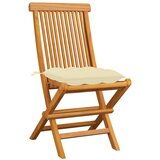 Maison Chic Vrtni stoli - Stol za vrt s kremno belimi blazinami 4 kosi trdna tikovina JS1988, (21877392) | Shoptok.si