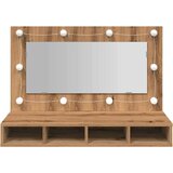 vidaXL Ormar s ogledalom i LED-om Artisan hrast 90x31,5x62 cm | shoptok.hr