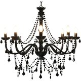 vidaXL Luster s perlama crni 8 žarulja E14 Cijene