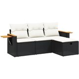  The Living Store Vrtna sedežna garnitura 4-delna z blazinami črna poli ratan - Vrtna Sedežna Garniture, (21443138) | Shoptok.si