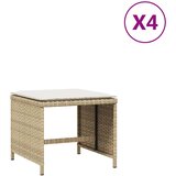  Vrtni taburei s jastucima 4 kom bež 41x41x36 cm od poliratana | Eponuda.ba