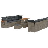  11-delni vrtni kavč s blazinami, siva, Poly Rattan, akacija | Shoptok.si