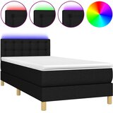  Krevet box spring s madracem LED crni 90x190 cm od tkanine | shoptok.hr
