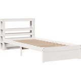  Posteljni okvir z vzglavjem bel 90x200 cm trdna borovina, (21311138) | Shoptok.si