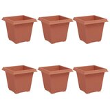  Kvadratna saksija za cvijeće 6 pcs Crvena cigla 16 x 16 x 14 cm | shoptok.hr