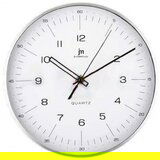 Lowell okrogla stenska ura 25cm, 14967S, srebrna, aluminij, steklo | Shoptok.si