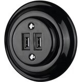  Reblig - Porcelanska retro USB utičnica za napajanje sa ramom 2xUSB-A crna | Eponuda.com