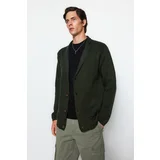 Trendyol Khaki Men Regular Fit Men Collar Knitwear Cardigan