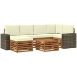 vidaXL Kotna sedežna garnitura z blazino 7 pcs Naravna in smetana, (5000269728) | Shoptok.si