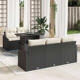  Set kauča za vrt Set od 6 Crno i krem Ratan i poliester | shoptok.hr