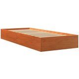  The Living Store Posteljni okvir brez vzmetnice voščeno rjav 75x190 cm borovina - Posteljni Okvir, (21455601) | Shoptok.si