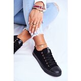 EVENTO Women's Classic Sneakers Black with Gold Eyelets Ecoma | Shoptok.si