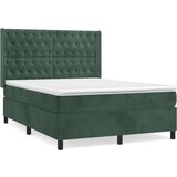 vidaXL Box spring postelja z vzmetnico temno zelen 140x190 c | Shoptok.si