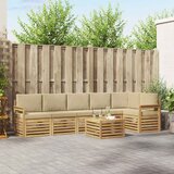  Set vanjskih sofa 7 pcs Bijela i bež 59 x 59 x 37 cm Poliester | shoptok.hr