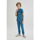 Defacto Boy Patterned Short Sleeve 2 Piece Pajama Set