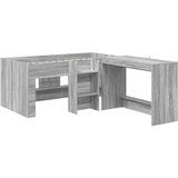  Krevet za djecu s visokim okvirom i stolom 2 kom. Siva Sonoma 80 x 160 cm | shoptok.hr