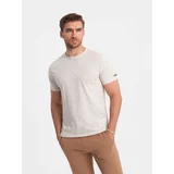 Ombre BASIC men's t-shirt with decorative pilling effect - cream