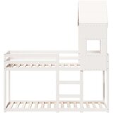  Krevet na kat s krovom bijeli 90 x 190 cm od masivne borovine | shoptok.hr
