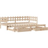 vidaXL Izvlečna dnevna postelja s predali 90x200 cm trdna borovina, (21303427) | Shoptok.si