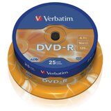  DVD-R, VERBATIM,4,7 GB,16X, spindle 25 kom,MATT SILVER Cijene
