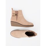 Shelvt Beige women's ankle boots on a comfortable, low wedge | Shoptok.si