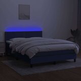  Box spring postelja z vzmetnico LED modra 140x200 cm blago | Shoptok.si