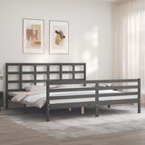 vidaXL Posteljni okvir z vzglavjem siv 200x200 cm trden les Cene