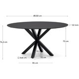 Kave Home Crni okrugao blagovaonski stol sa staklenom pločom stola ø 150 cm Argo – | shoptok.hr