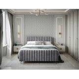 MID.YOU POSTELJA Z VZMETNICO 160 cm x 200 cm , les, tekstil, leseni material siva | Shoptok.si