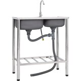The Living Store Pomivalno korito za kamp dvojno korito s pipo nerjaveče jeklo - Pomivalno Korito Za Kamp, (21750085) | Shoptok.si