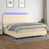 The Living Store Box spring postelja z vzmetnico LED krem 200x200 cm blago - Box Spring Postelja, (21518297) | Shoptok.si