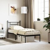 Maison Chic Kovinski Posteljni okvir - Enojna postelja - Postelja za odrasle z vzglavjem črn 75x190 cm, (21694487) | Shoptok.si