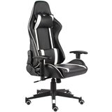 The Living Store Vrtljiv gaming stol bel PVC - Gaming Stol, (21426589) Cene