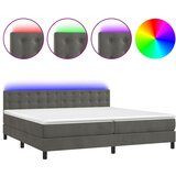 Krevet box spring s madracem LED tamnosivi 200x200 cm baršun | Eponuda.com