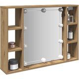 Ormarić s ogledalom LED boja hrasta artisan 76x15x55 cm drveni | shoptok.hr