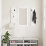 vidaXL Vješalica za kapute na zidu s pohranom s ogledalom Bijela 96 x 1.5 x 90 cm | shoptok.hr