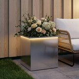  Vrtna posuda za sadnju s LED svjetlom Srebrna 50 x 50 x 48 cm | shoptok.hr