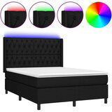  Box spring postelja z vzmetnico LED črna 140x200 cm blago, (20901624) | Shoptok.si