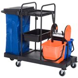 Nesta Čistilni voziček s 4 kolesi, črn-modro-oranžen, profesionalni sistemski voziček, 111&amp;times;63,3&amp;times;103 cm, za učinkovito či&amp;scaron;čenje, (5000493270) Slike