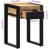 vidaXL Stranska miza 35x35x50 cm Masivni neobdelan les Mango | Shoptok.si
