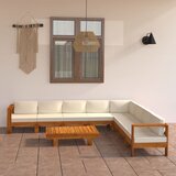 The Living Store Vrtna garnitura s kremno belimi blazinami 9-delna akacijev les - Vrtna Počivalna Garnitura, (21460034) | Shoptok.si