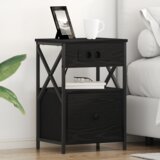 vidaXL Nočna omarica Črni hrast 40 x 31 x 60 cm Konstruiran les | Shoptok.si